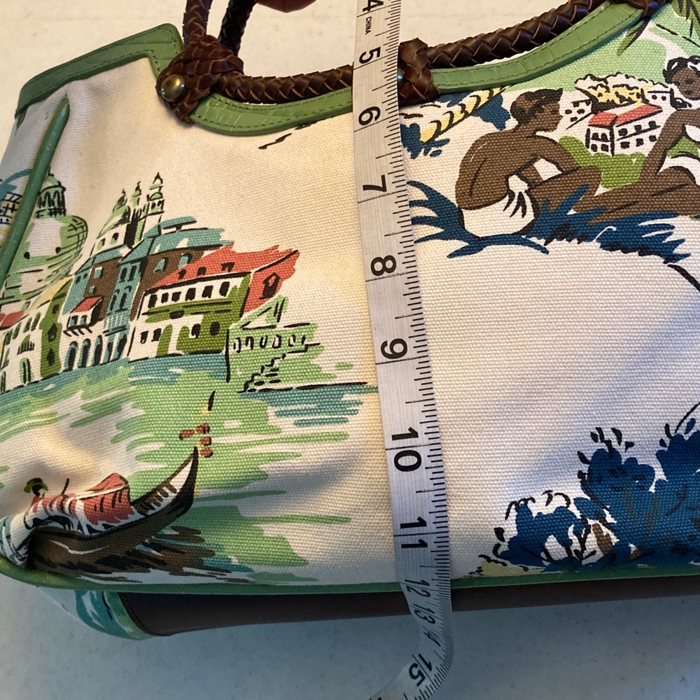 VTG Tommy Hilfiger Scenic Print Satchel with Brown Handles - Picture 10 of 12